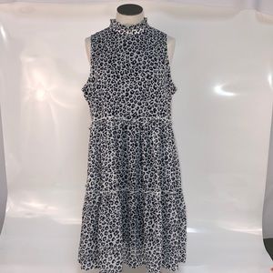 Navy Leopard print sleeveless dress